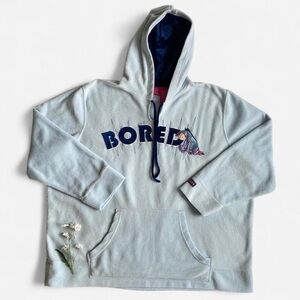 Y2K blue plus size bored eeyore light blue fleece hoodie
